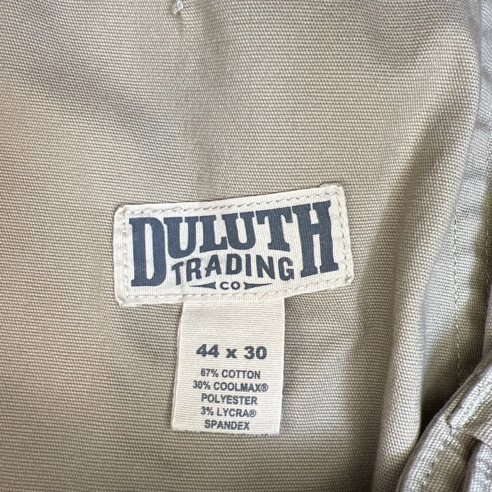 Duluth Trading Mens Pants 44x30 Tan Coolmax Flex Firehose Cargo Stretch Workwear